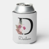 Rafraîchisseur Pour Canette Initiale D Monogramme Boho Rose Floral (Can Dos)