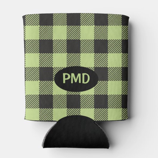 Rafraîchisseur Pour Canette Initiales de monogramme de bison noir vert citron (Dos)