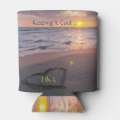 Rafraîchisseur Pour Canette Initiales Sunset Ocean Sand Heart "Keeping It Cool (Dos)