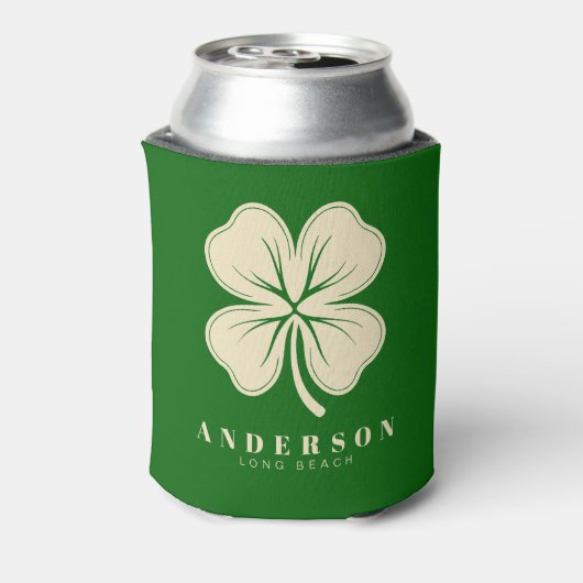 Rafraîchisseur Pour Canette Irlandais Lucky Four Leaf Clover avec le nom vert (Can Dos)