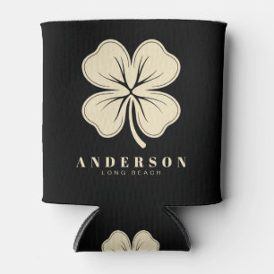 Rafraîchisseur Pour Canette Irlandais Lucky Four Leaf Clover avec nom noir