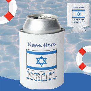 Rafraîchisseur Pour Canette Israël et Israël Drapeau Personnalisation bleue