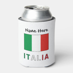 Rafraîchisseur Pour Canette Italia et Drapeau Italien avec Votre Nom