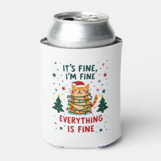 Rafraîchisseur Pour Canette It's Fine I'm Fine Everything Is Fine Xmas Cat Chr