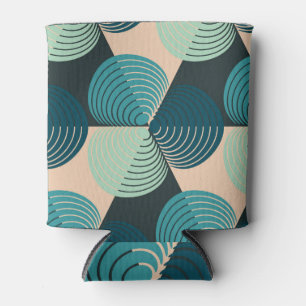 Rafraîchisseur Pour Canette Ivoire-Bleu Géométrique : Élégance De Carreaux Rét