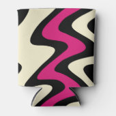 Rafraîchisseur Pour Canette Ivoire et rayures ondulées roses chaudes (Devant)