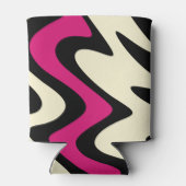 Rafraîchisseur Pour Canette Ivoire et rayures ondulées roses chaudes (Dos)