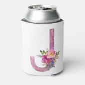 Rafraîchisseur Pour Canette J, Floral Monogramme initial, fleur d'aquarelle (Can Dos)