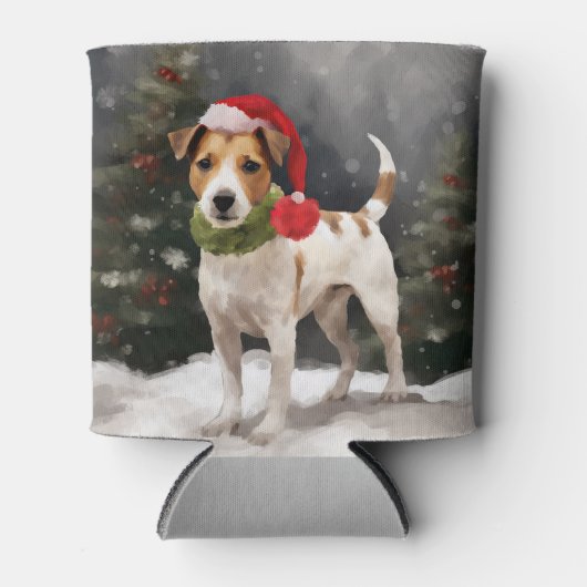 Rafraîchisseur Pour Canette Jack Russell Chien à Noël de neige (Devant)