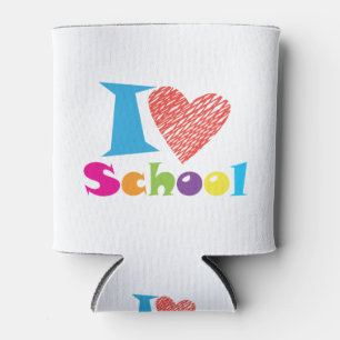 Rafraîchisseur Pour Canette J'Aime L'École. Retour À L'École. Cartoon Coeur mi