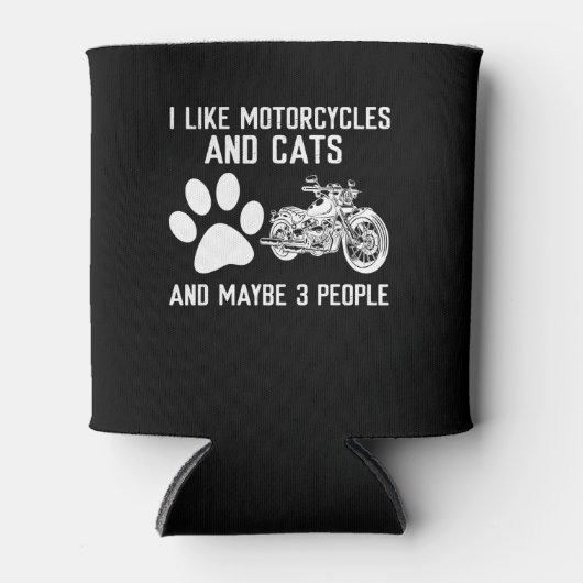 Rafraîchisseur Pour Canette J'Aime Les Motos Et Les Chats Drôle Don D'Art (Devant)