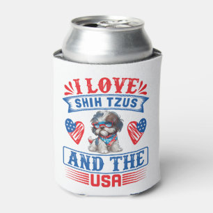 Rafraîchisseur Pour Canette J'aime Shih Tzus et les USA