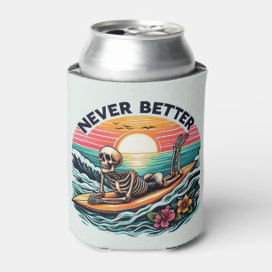 Rafraîchisseur Pour Canette Jamais mieux - Skeleton Surfing Sunset Wave Design