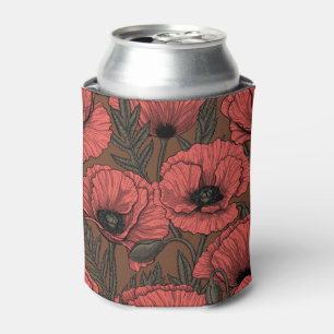 Rafraîchisseur Pour Canette Jardin de coquelicot dans le corail et brun