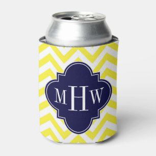 Rafraîchisseur Pour Canette Jaune Lg Chevron Navy Quatrefoil 3 Monogramme