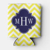 Rafraîchisseur Pour Canette Jaune Lg Chevron Navy Quatrefoil 3 Monogramme (Devant)