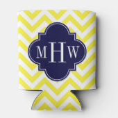 Rafraîchisseur Pour Canette Jaune Lg Chevron Navy Quatrefoil 3 Monogramme (Dos)