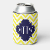 Rafraîchisseur Pour Canette Jaune Lg Chevron Navy Quatrefoil 3 Monogramme (Can Dos)