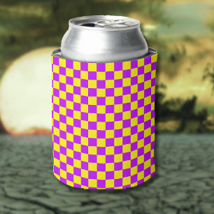 Rafraîchisseur Pour Canette Jaune violet de néon À damiers damier Vintage