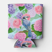 Rafraîchisseur Pour Canette Jay bleu et fleurs motif aquarelle (Devant)