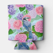 Rafraîchisseur Pour Canette Jay bleu et fleurs motif aquarelle (Dos)