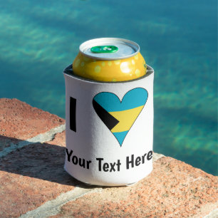Rafraîchisseur Pour Canette Je (Drapeau des Bahamas en forme de cœur) Votre Te