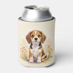 Rafraîchisseur Pour Canette Joli chiot Beagle tricolore noir, fauve et blanc