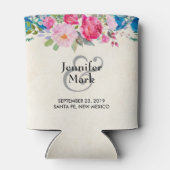 Rafraîchisseur Pour Canette Joli Mariage de frontière rose et bleu (Dos)