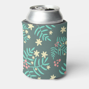 Rafraîchisseur Pour Canette Joli motif bleu de feuilles et de baies botaniques