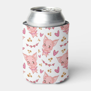 Rafraîchisseur Pour Canette Joli Motif De Cochon Avec Coeurs