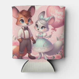 Rafraîchisseur Pour Canette Joli renard de caricature Saint Valentin