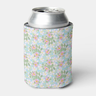 Rafraîchisseur Pour Canette Joli Roses de chien rose sur Sky Blue Can Cooler