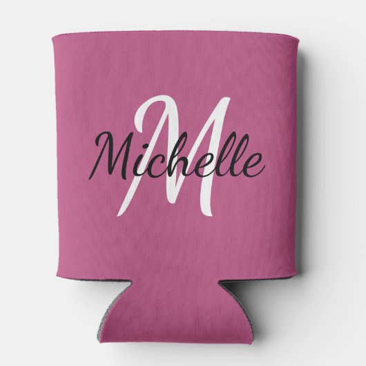 Rafraîchisseur Pour Canette Jolie fille rose et blanc Modèle monogramme (Dos)