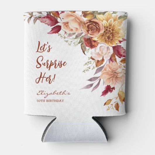 Rafraîchisseur Pour Canette Jolie Terracotta Automne Floral Surprise Anniversa (Devant)