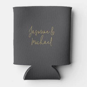 Rafraîchisseur Pour Canette Jolis Noms de Couple en Calligraphie Chic Gris & O