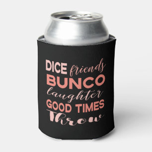 Rafraîchisseur Pour Canette Joueur de Bunco, amis des dés noirs roses