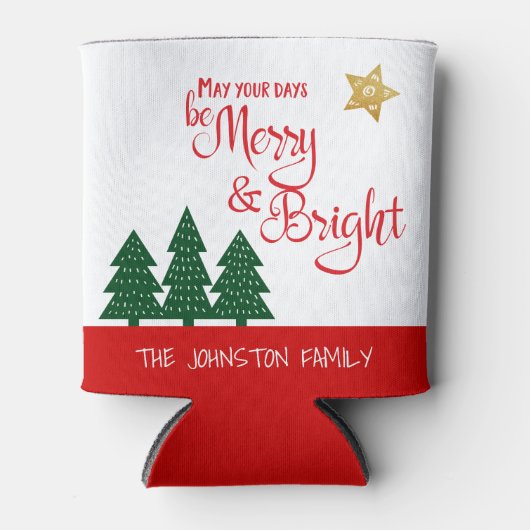 Rafraîchisseur Pour Canette Jours Soyez Joyeux Script Gras Arbres Or Star (Devant)