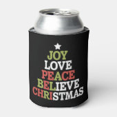 Rafraîchisseur Pour Canette Joy Love Peace Believe Christmas Tree Family (Can devant)