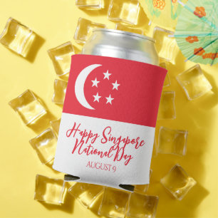 Rafraîchisseur Pour Canette Joyeuse fête nationale de Singapour Drapeau de Sin