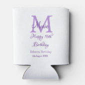 Rafraîchisseur Pour Canette Joyeux 16e anniversaire violet ajouter nom monogra (Dos)