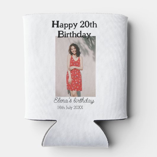 Rafraîchisseur Pour Canette Joyeux 20e anniversaire photo moderne simple (Dos)