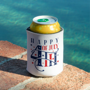Rafraîchisseur Pour Canette Joyeux 4 juillet rouge blanc et bleu