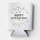 Rafraîchisseur Pour Canette Joyeux 50e anniversaire feux d'artifice Blanc Blac (Devant)