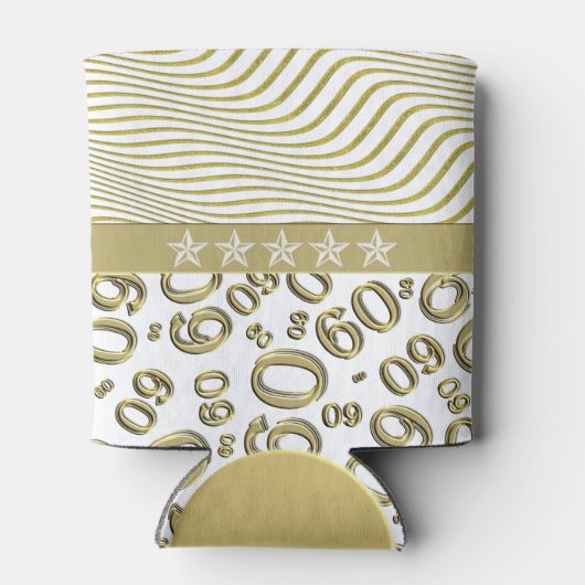 Rafraîchisseur Pour Canette Joyeux 60e anniversaire Gold et blanc Motif numéri (Dos)
