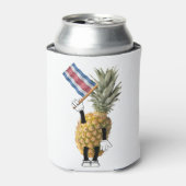 Rafraîchisseur Pour Canette Joyeux ananas brandissant un drapeau costaricain. (Can devant)