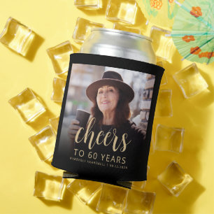 Rafraîchisseur Pour Canette Joyeux Anniversaire 60 ans sur mesure avec photo