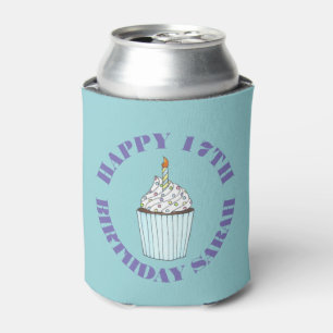 Rafraîchisseur Pour Canette Joyeux Anniversaire Bleu Cupcake Sprinkles Frostin