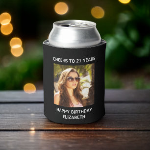 Rafraîchisseur Pour Canette Joyeux anniversaire photo noir