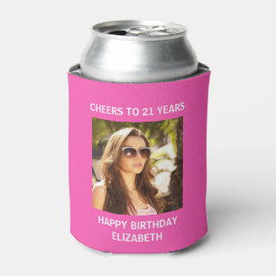 Rafraîchisseur Pour Canette Joyeux Anniversaire photo rose chaud