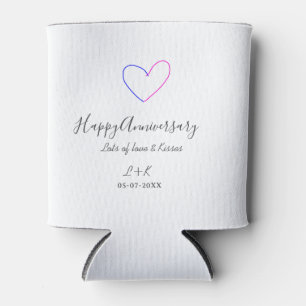 Rafraîchisseur Pour Canette Joyeux anniversaire rose bleu cœur nom date simple
